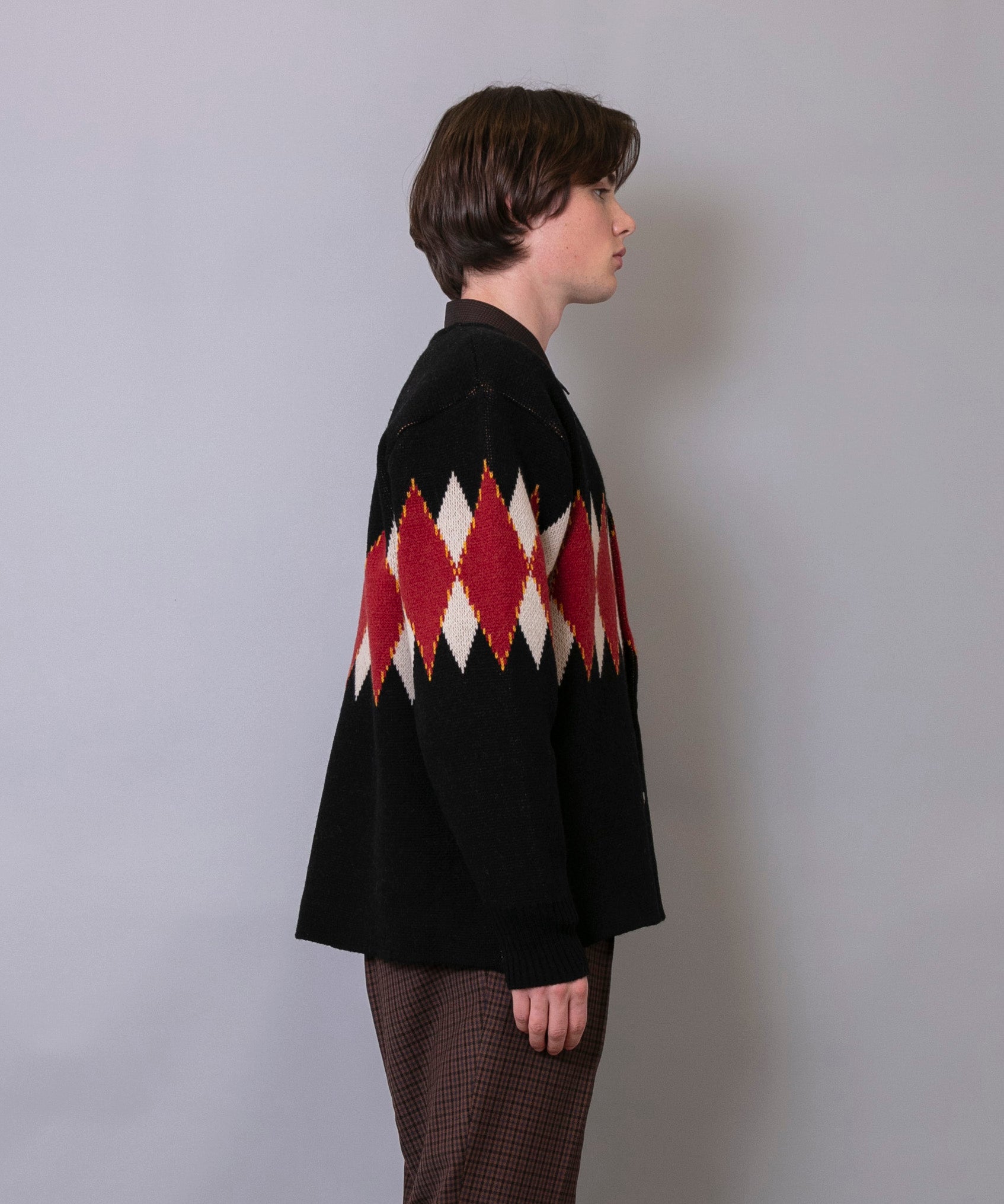 C/C 7G Argyle Cardigan Knit