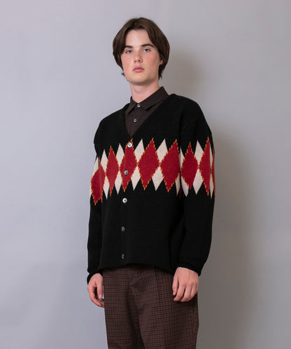 C/C 7G Argyle Cardigan Knit