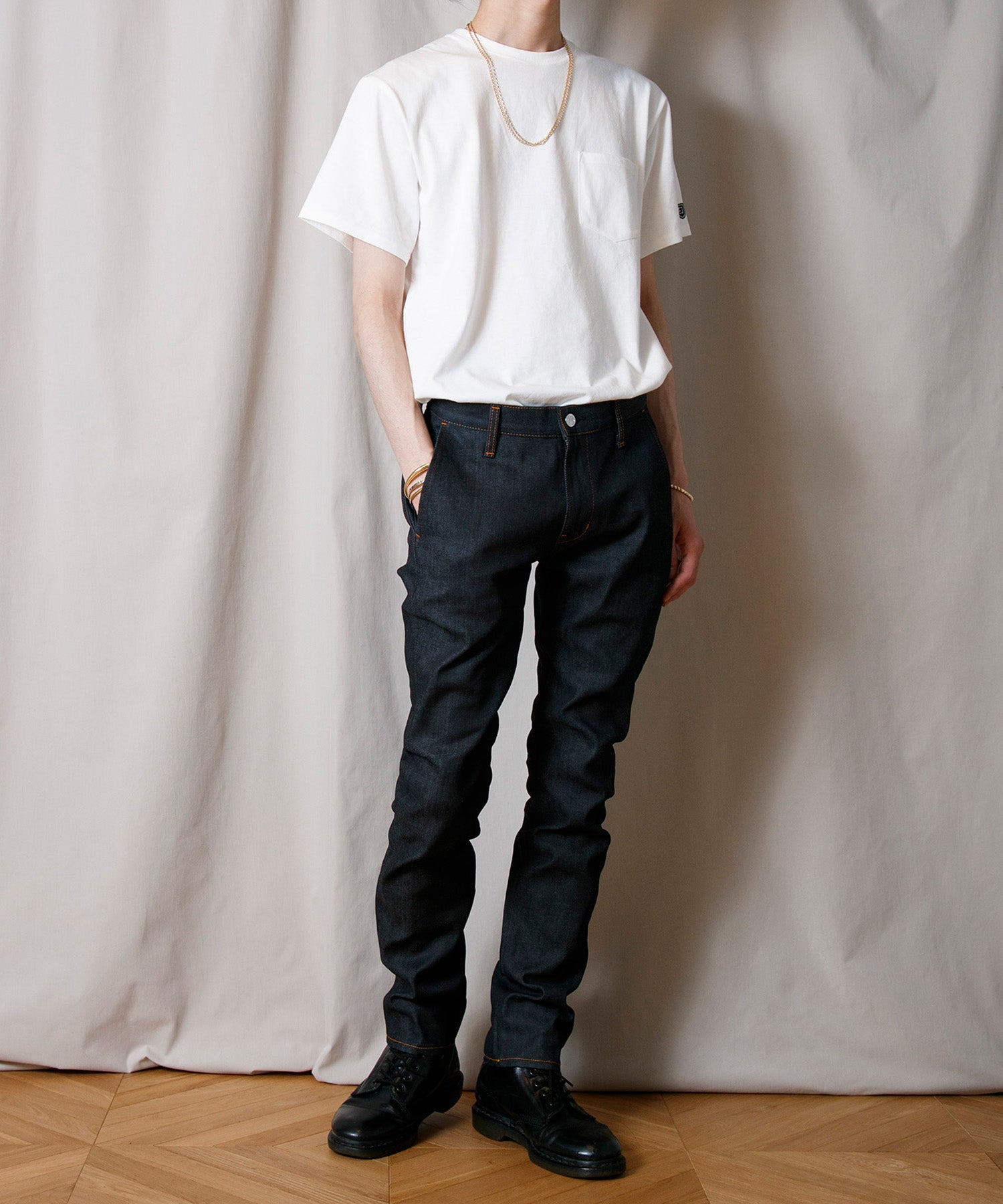 Rigid Denim Slacks 