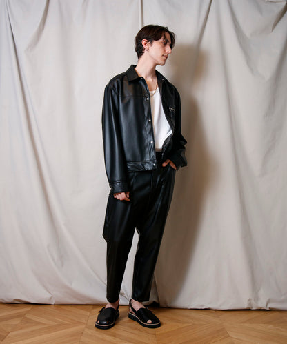 Synthetic Leather Oversized Biker Pants