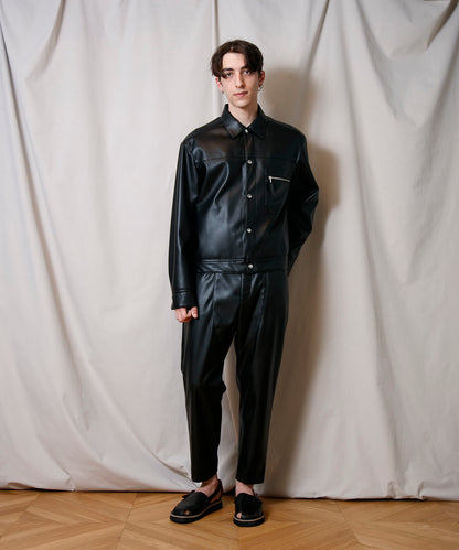 Synthetic Leather Oversized Biker Pants
