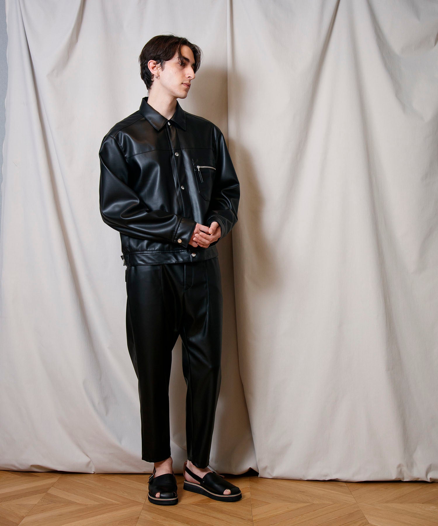 Synthetic Leather Oversized Biker Pants