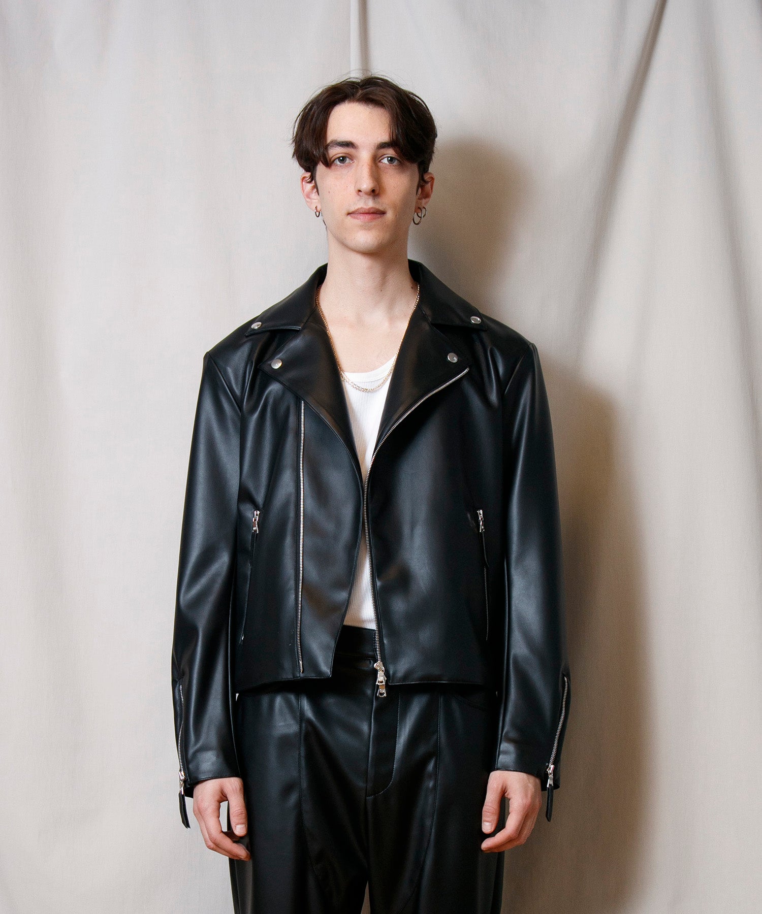 Synthetic Leather Oversized Biker W Jacket