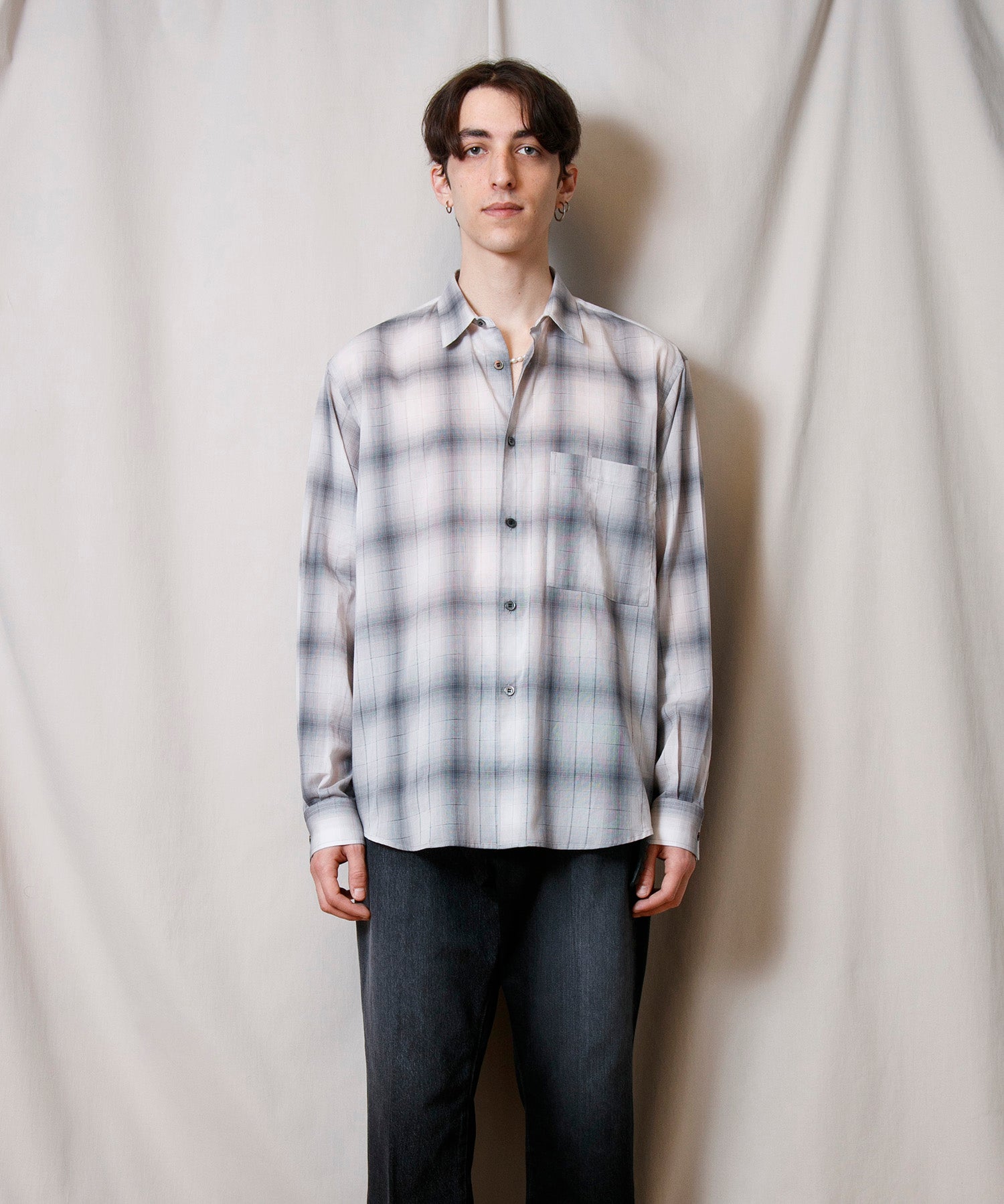 Voil Cotton Round Hem Shirt