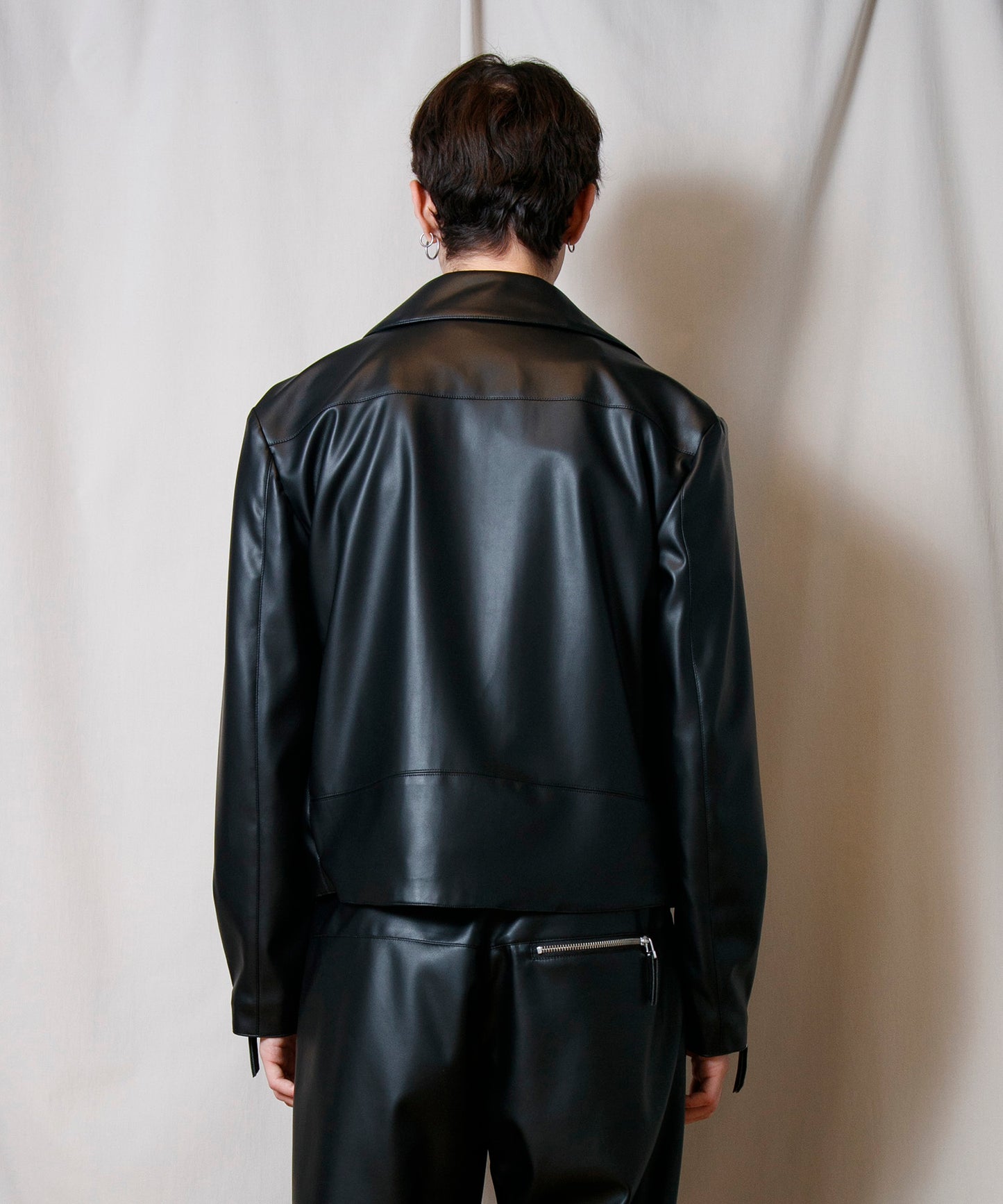 Synthetic Leather Oversized Biker W Jacket