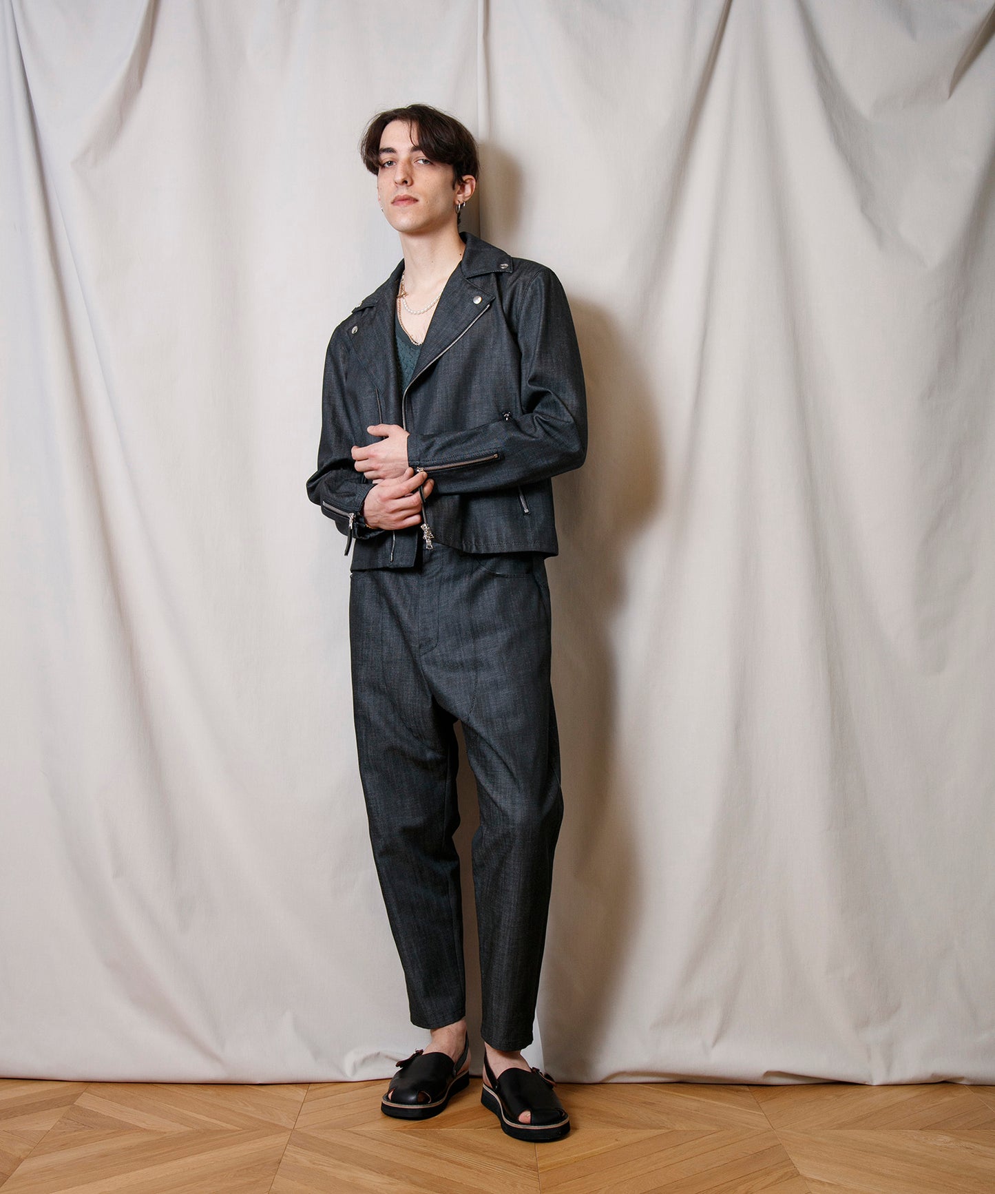 Denim Oversized Biker Pants