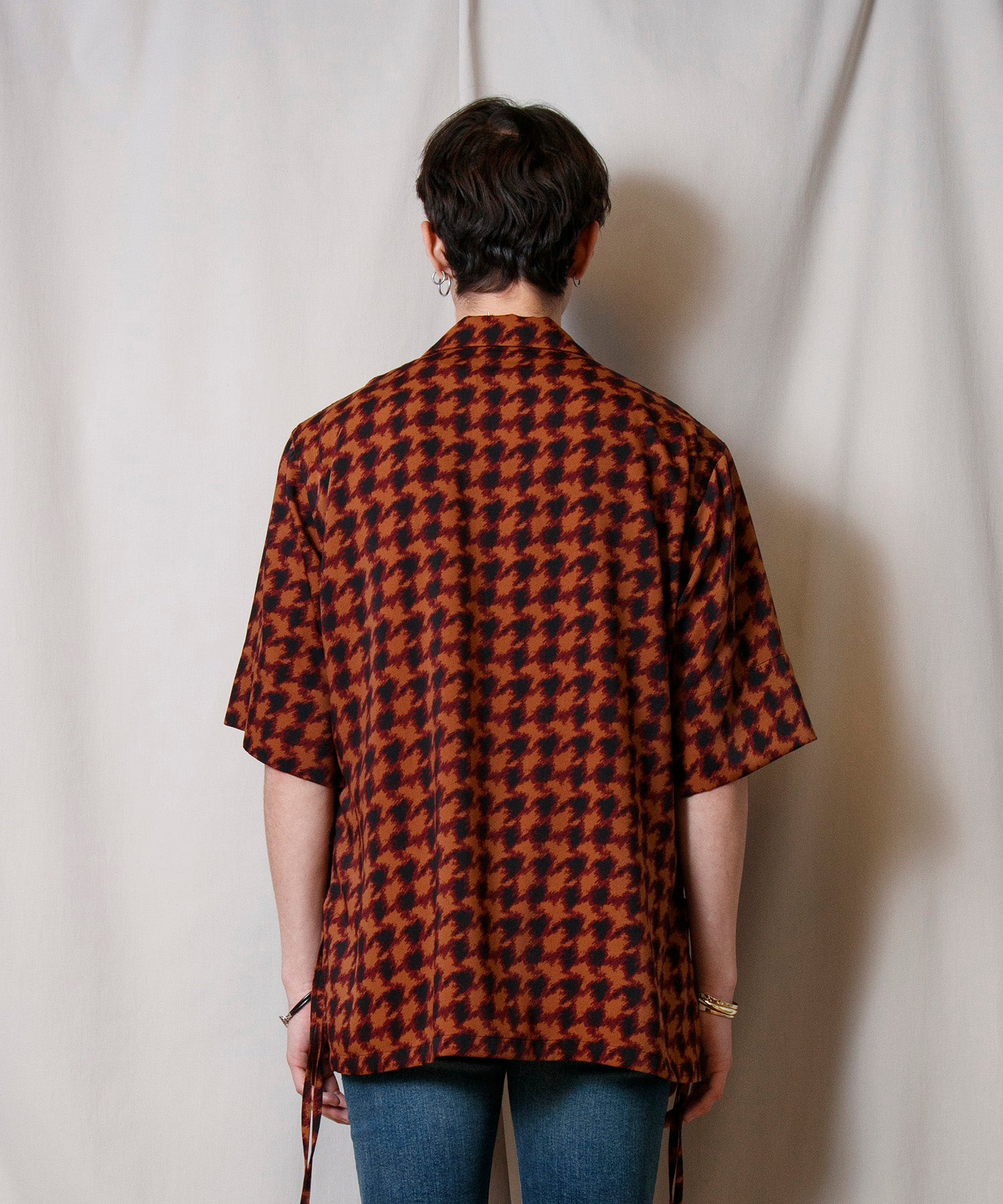 FACTOTUM(ファクトタム)】 Satin Printed Short Sleeve Shirt シャツ