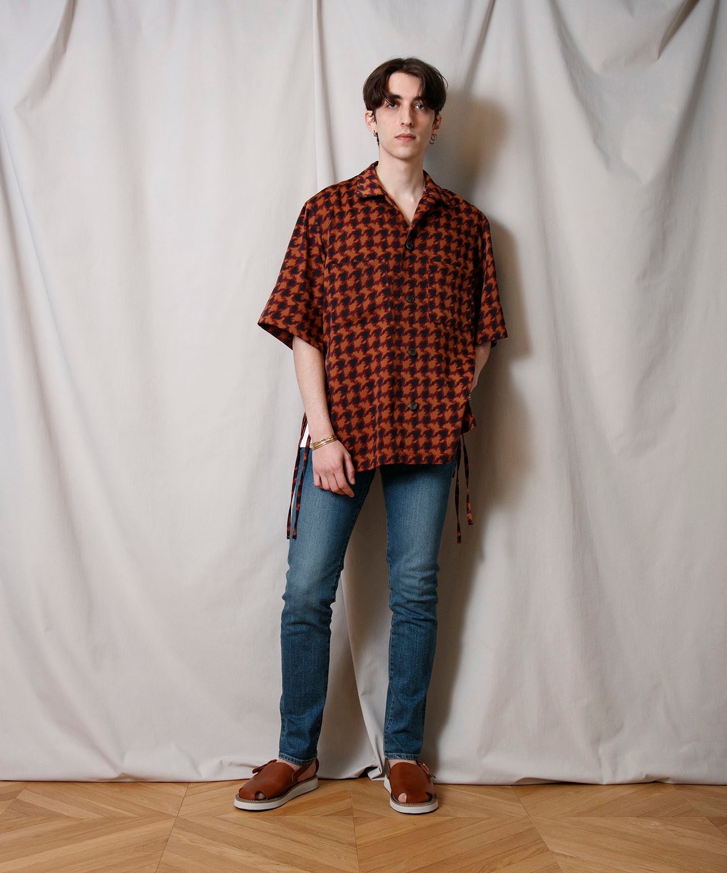 Satin Printed Short Sleeve Shirt
