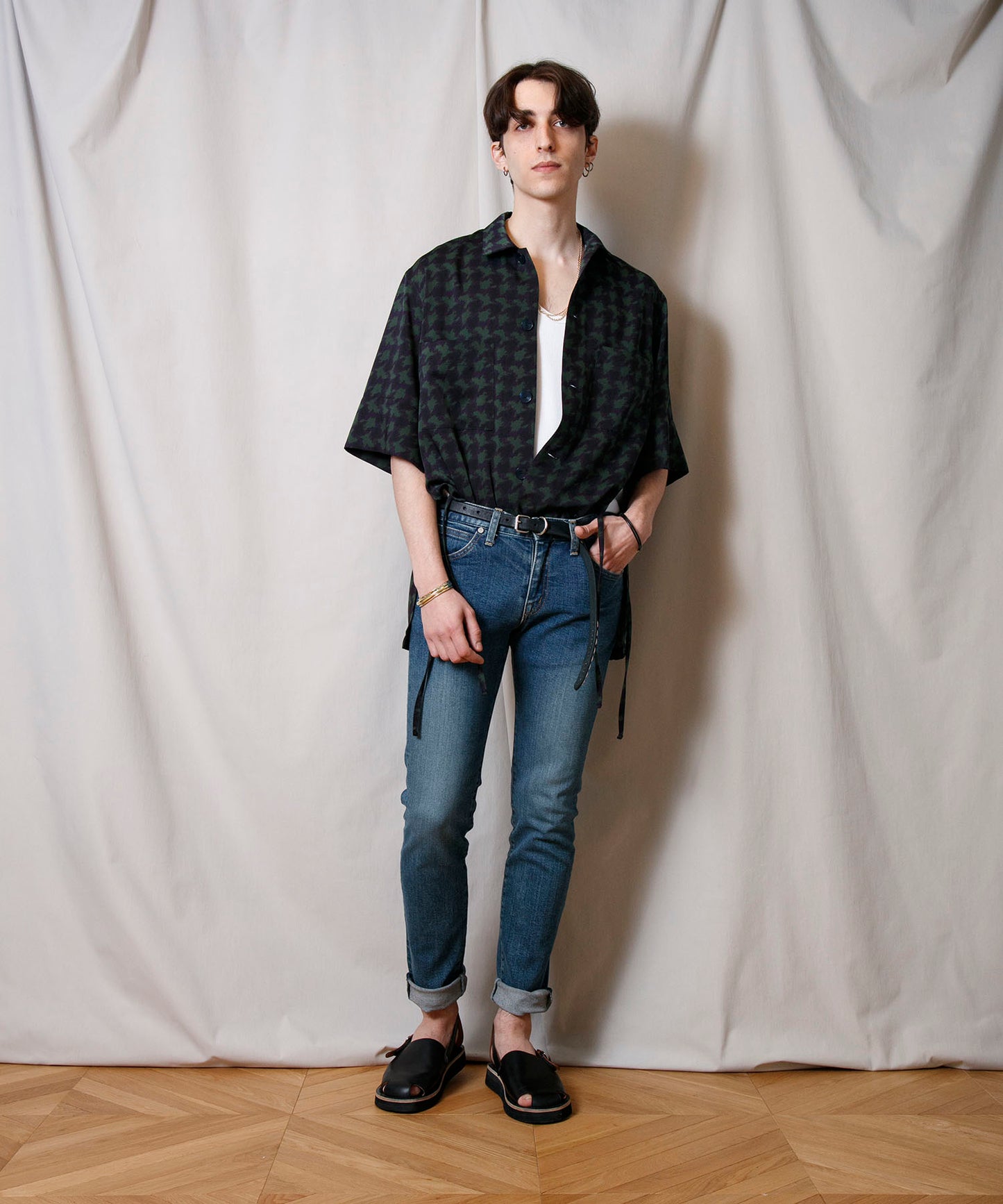 Satin Printed Short Sleeve Shirt