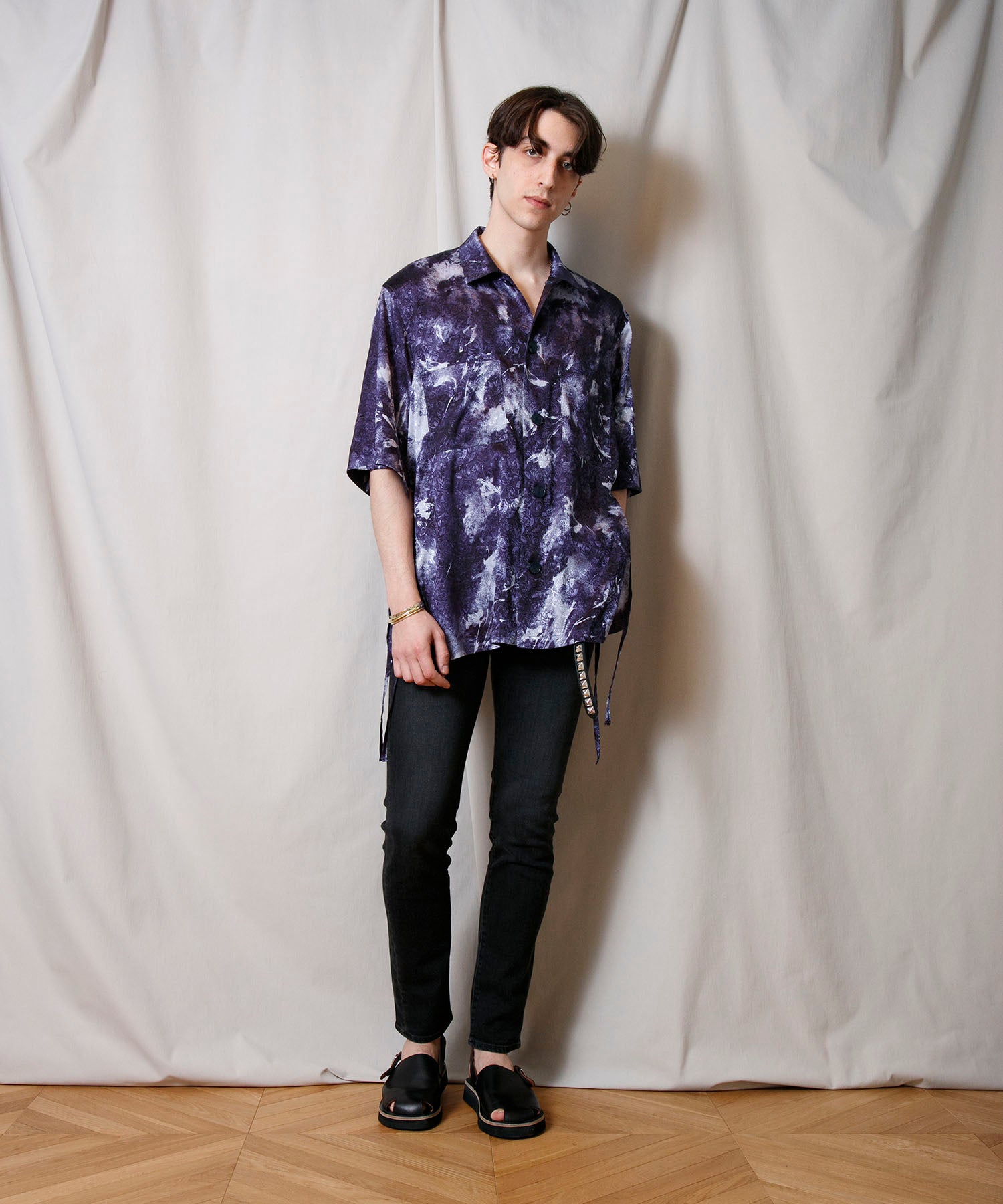 FACTOTUM(ファクトタム)】 Satin Printed Short Sleeve Shirt シャツ